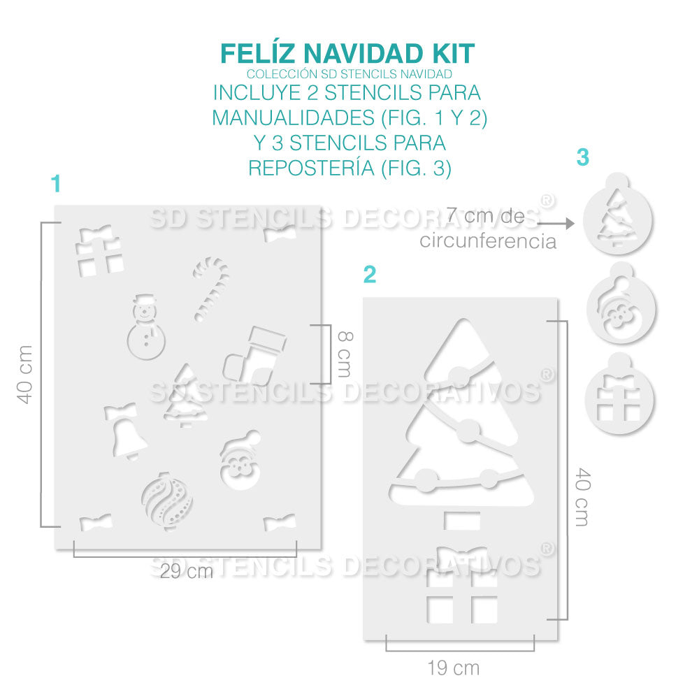 FELIZ NAVIDAD KIT -Stencils, Plantillas Decorativas – SD Stencils ...