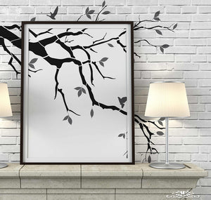 Stencil, Plantilla decorativa para pintar rama con aves