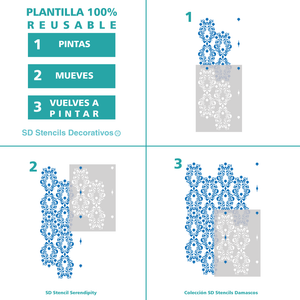 Stencil, Plantilla decorativa para pintar damasco