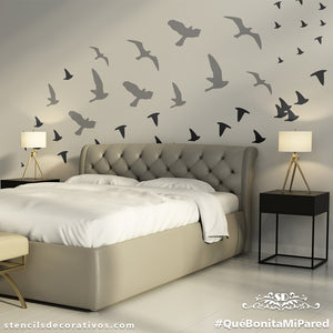 Stencil, Plantilla decorativa para pintar pájaros, aves