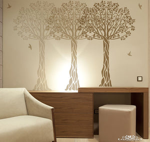 Stencil, Plantilla decorativa para pintar árbol álamo chino