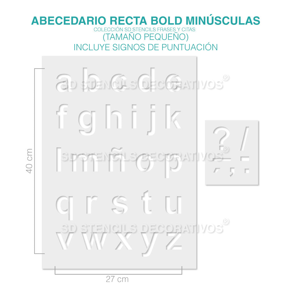 ABECEDARIO LETRA RECTA BOLD MINÚSCULA - Stencil, plantilla para