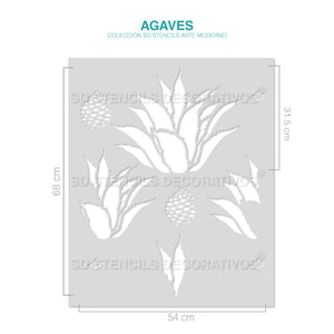 Stencil, Plantilla decorativa para pintar agaves con efecto papel tapiz