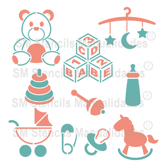 SM Stencils Baby Shower SD Stencils Decorativos