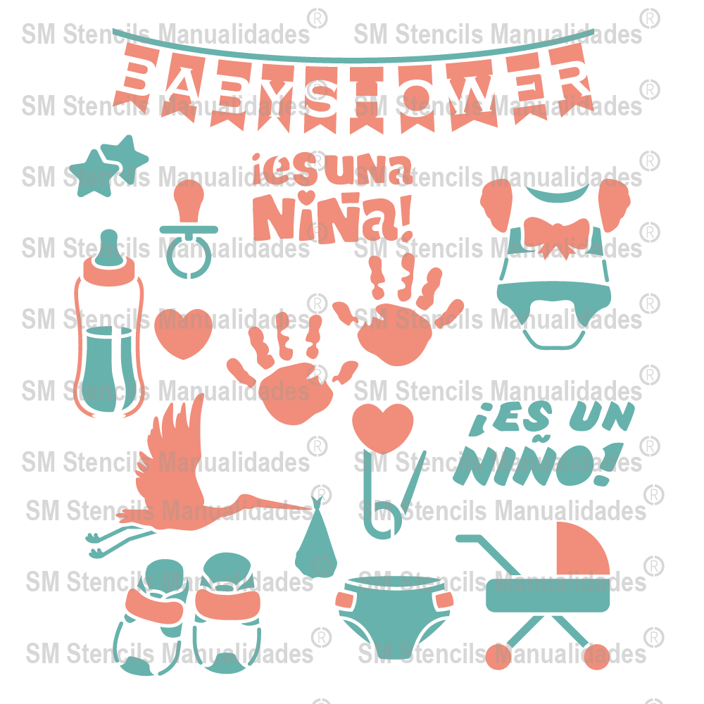 SM Stencils Baby Shower SD Stencils Decorativos