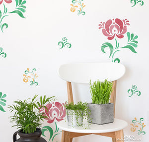 Stencil, Plantilla decorativa para pintar motivos florales