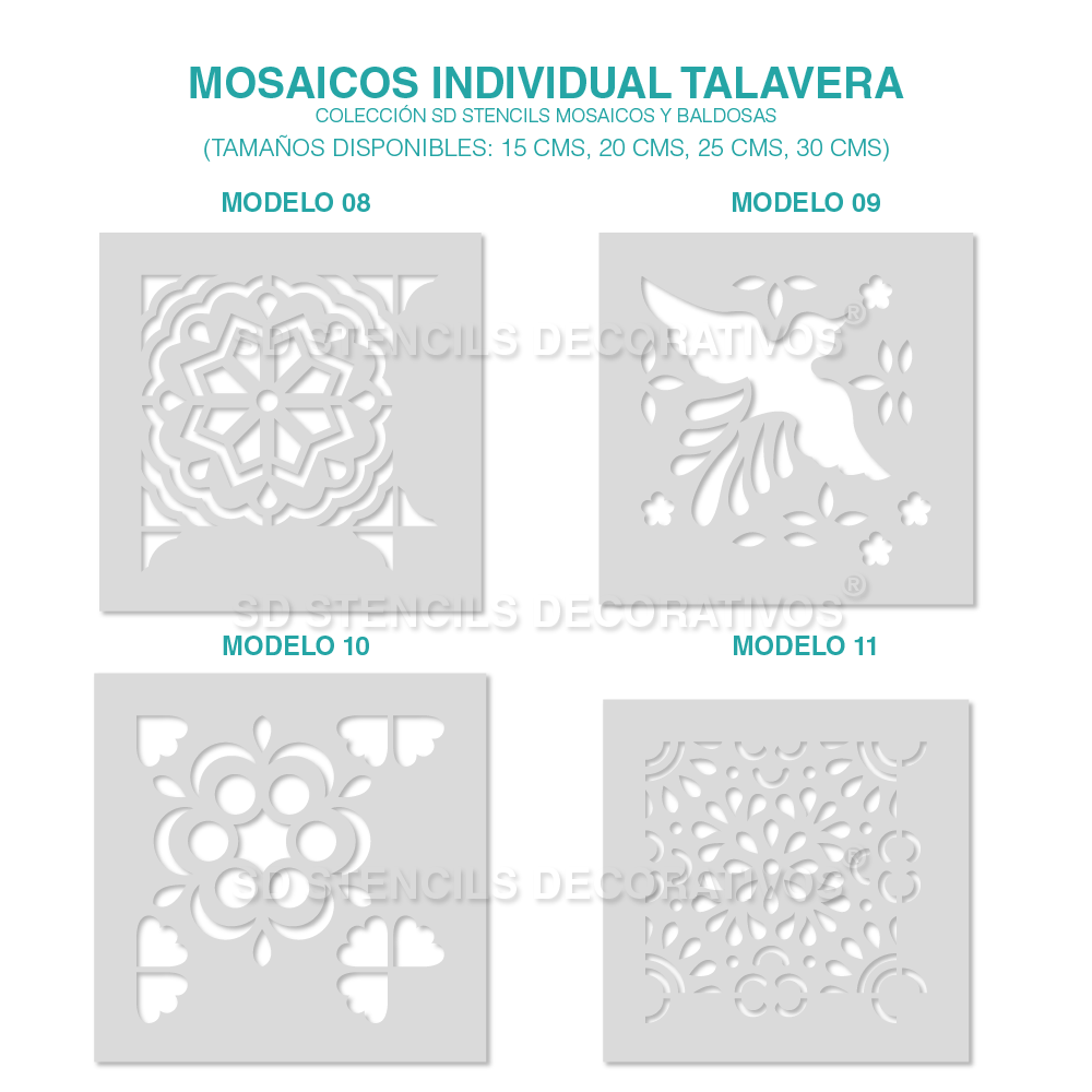 Plantilla stencil 30x30cm mosaico, ideal para decorar en tela, madera etc