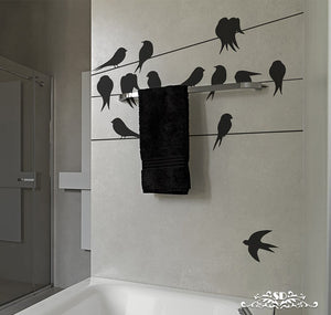 Stencil, plantilla decorativa para pintar cenefa de pájaros