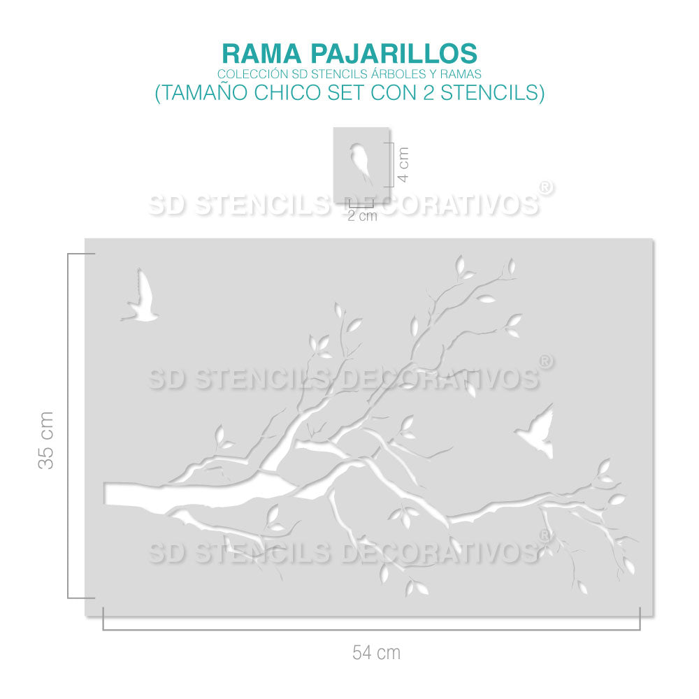 Stensil Rama Rama RAMA PAJARILLOS -Stencil, plantilla decorativa – SD Stencils Decorativos