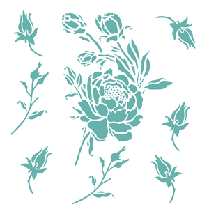 Stencil, Plantilla decorativa para pintar motivos florales