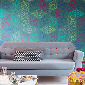 Stencil, Plantilla decorativa para pintar efecto papel tapiz marroquí